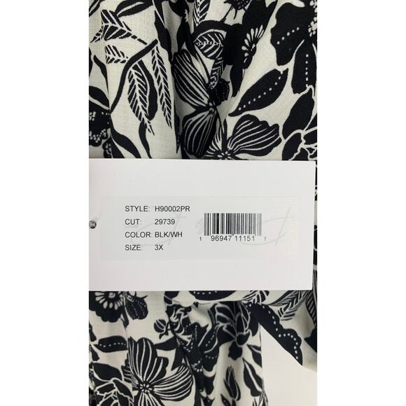 Parker & Rowe Bloom Wildly Tiered Midi Dress Womens Plus Size 3X Black White New - Picture 8 of 8